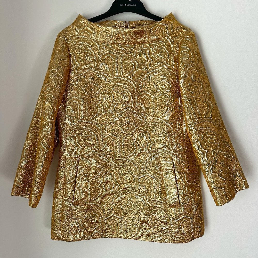 Gorgeous Michael Kors Metallic Gold Brocade Tunic/Top Size 10 Made in Italy